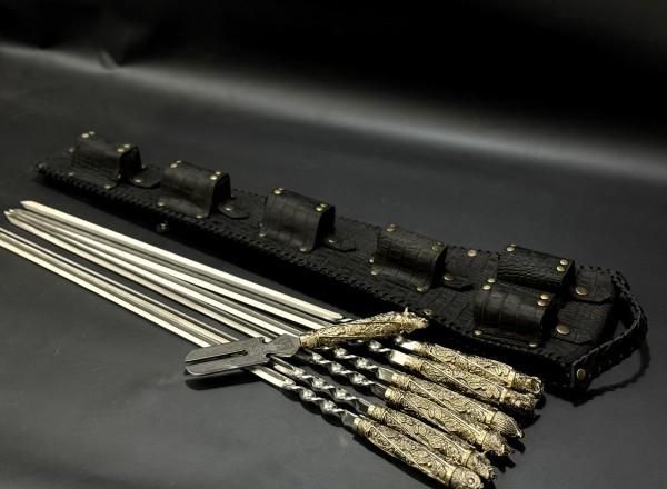 Набір шампурів "Дикий Смак" + 6 чарок + виделка в чохлі Дикі звірі 19 фото