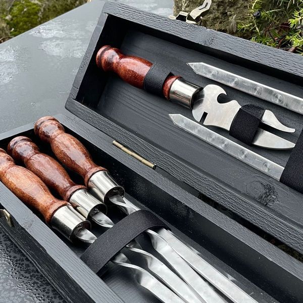 Набір шампурів у кейсі Blackwood mini black. Шашличний набір. Подарунок чоловікові Blackwood mini black фото