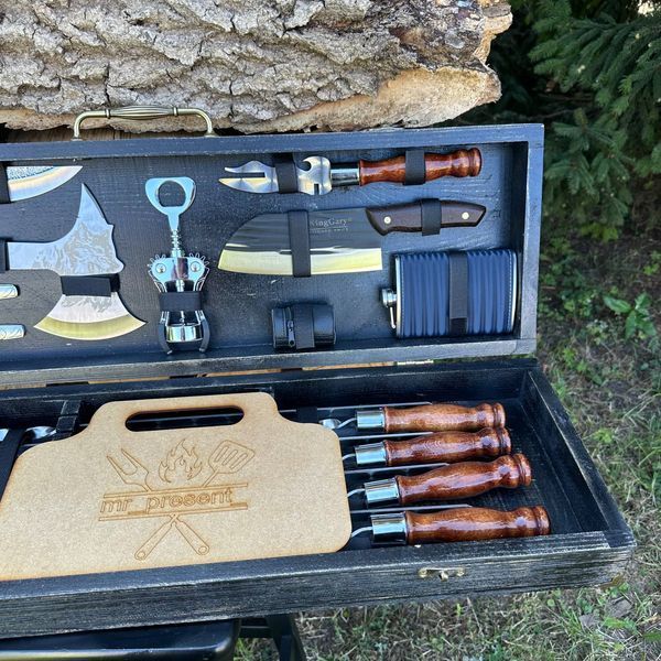 Набір шампурів у вінтажному кейсі Hunter Black-2. Шашличний набір. Подарунок чоловікові Hunter Black-2 фото