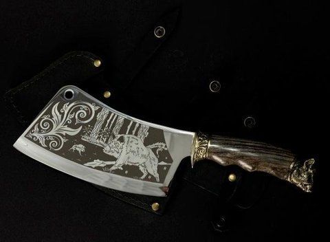 Мисливський ніж-сікач "Кабан" темний на подарунок Кабан 10 фото
